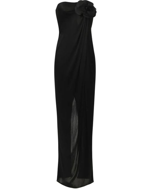 Elisabetta Franchi Black Jersey-Abendkleid Mit Blumenapplikation