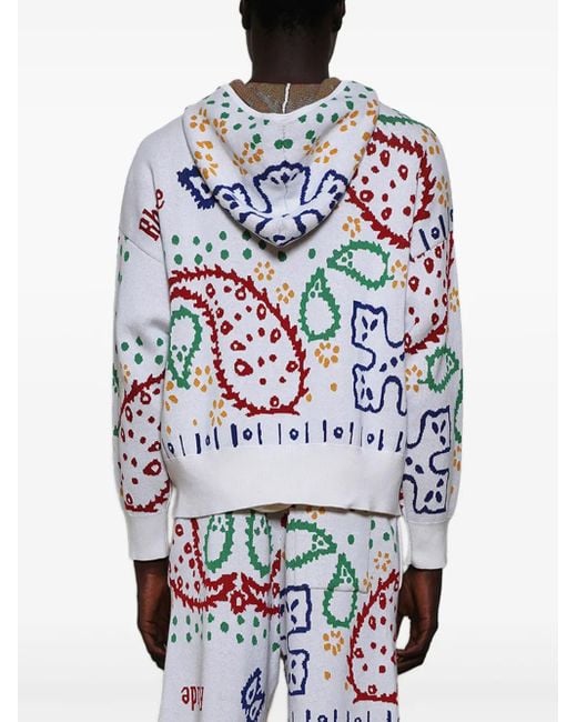 Rhude White Zip-Up Hoodie for men