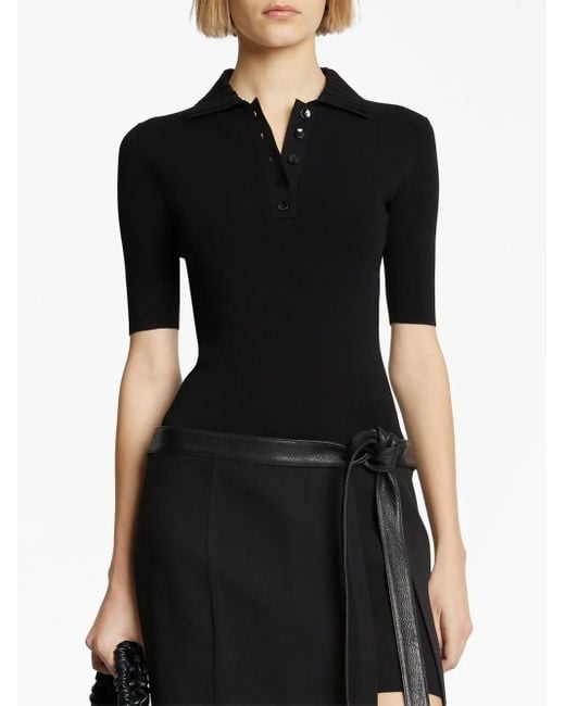 Proenza Schouler Black Short-Sleeved Knitted Polo Bodysuit