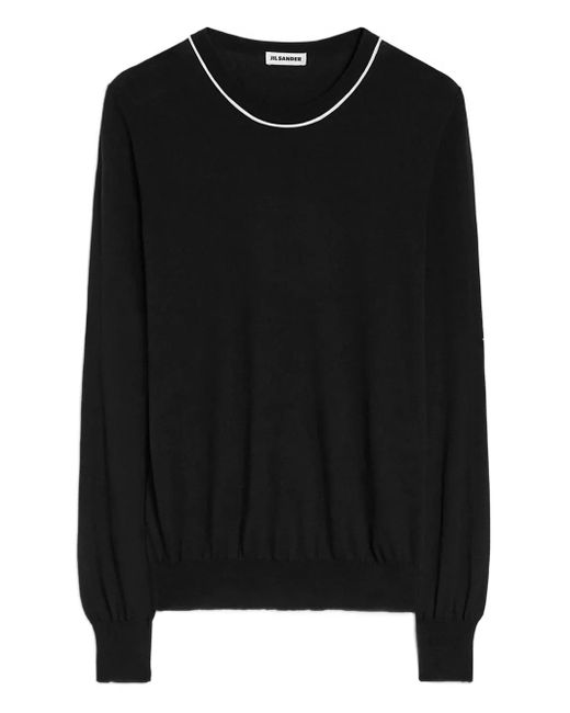 Jil Sander Black Cotton Crew-Neck Sweater for men