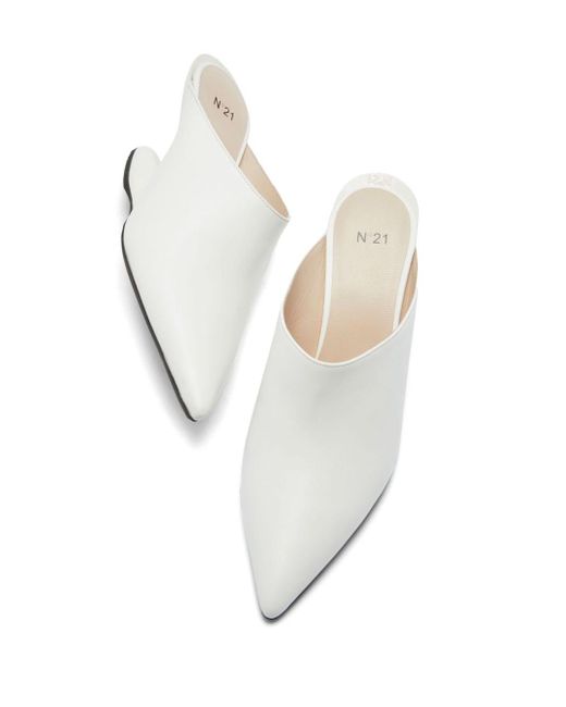 N°21 White Sabot 60mm Leather Mules