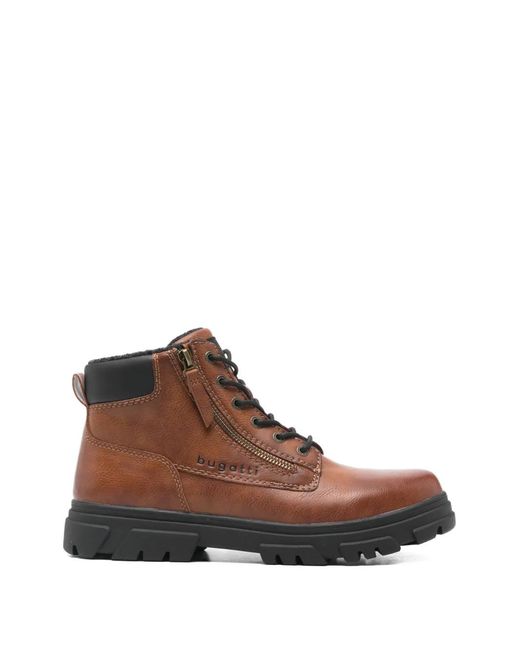 Bugatti Brown Lace-Up Zip Booties for men