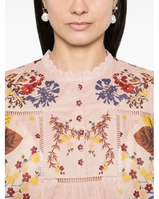 Farm Rio Pink Beauty Bouquet Blouse