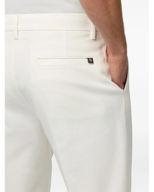 Boggi White Stretch-Cotton Trousers for men