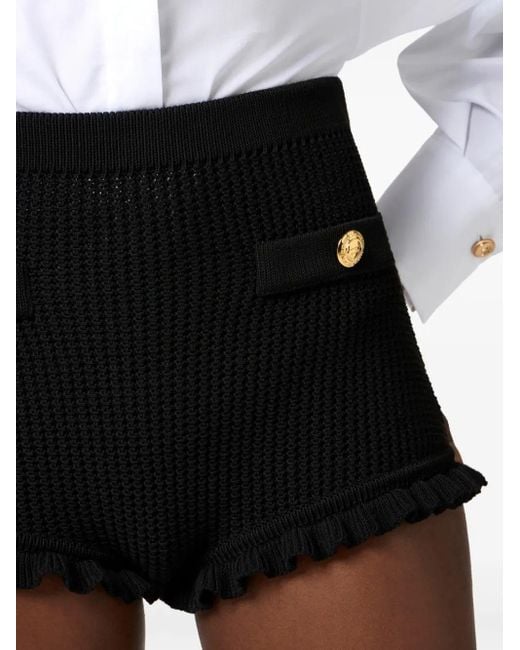 Elisabetta Franchi Black Shorts mit Knopfdetail