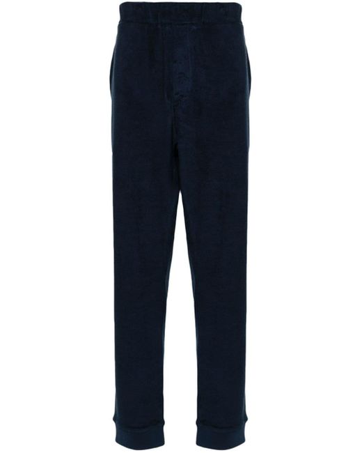 Zanone Blue High-waisted Terry-cloth Tapered Trousers for men