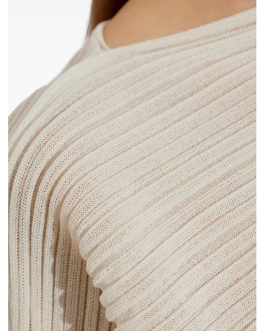 Pleats Please Issey Miyake White Pleated Boat-Neck Blouse