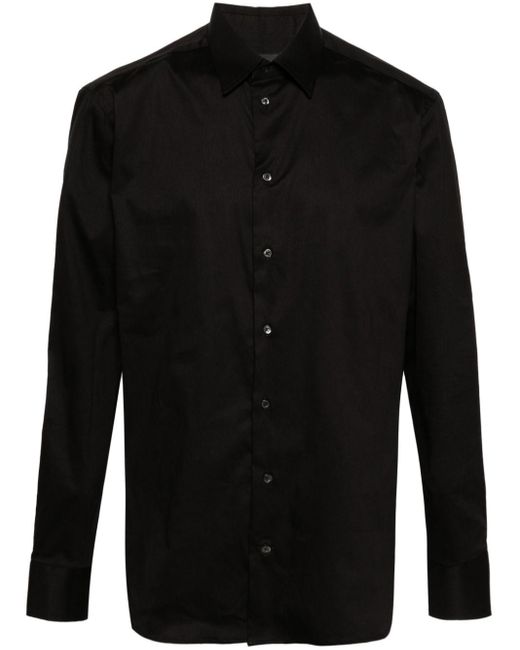 Emporio Armani Black Classic-collar Poplin Shirt for men