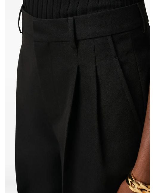 AMI Black New Wool Low Waist Wide Trousers