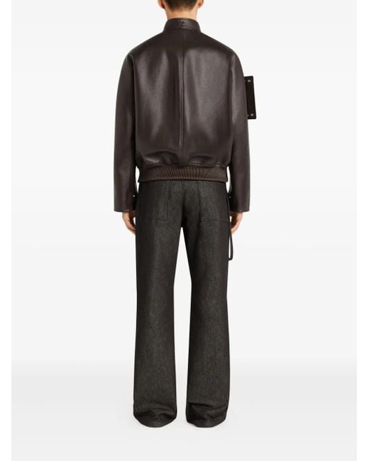 メンズ Courreges ジップアップ レザージャケット Brown