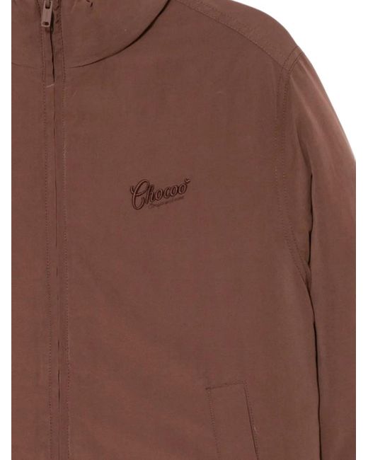 Chocoolate Brown Logo-Embroidered Jacket