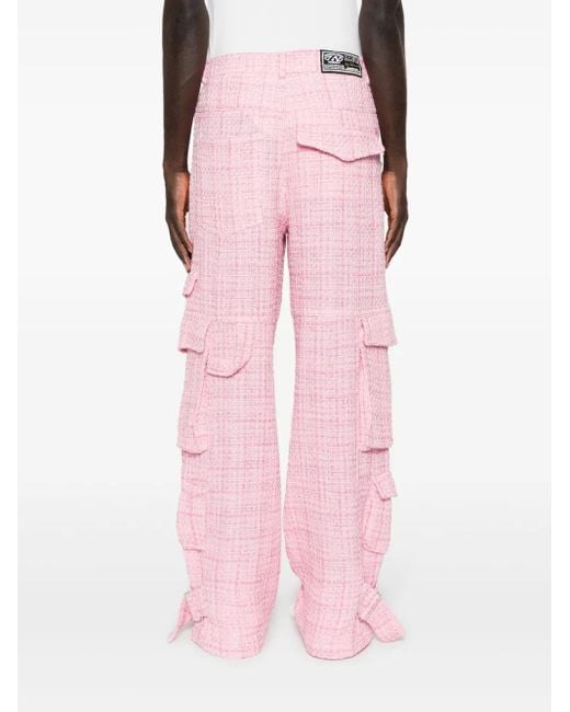 Gcds Pink Ultracargo Tweed Wide-Leg Trousers for men