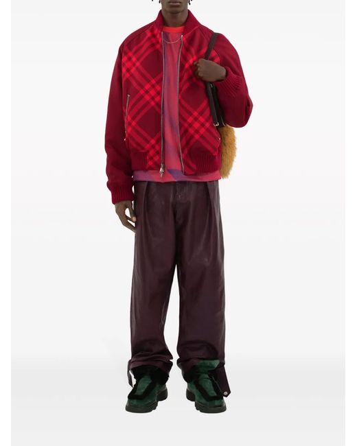 Burberry Red Check Reversible Bomber Jacket for men