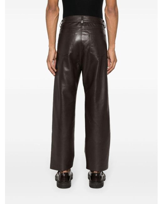 Pantalon en cuir artificiel à coupe droite Nanushka pour homme en coloris Black