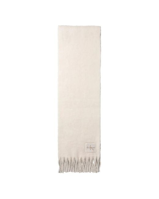 Sciarpa Con Logo E Frange di Calvin Klein in White