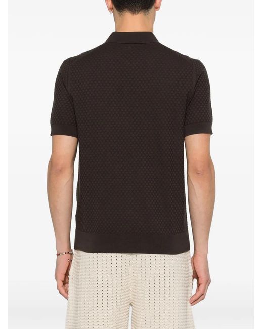 Paolo Pecora Black Textured Polo Shirt for men