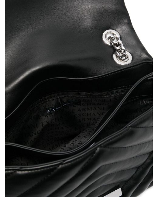 Armani Exchange Black Logo-plaque Quilted Shoulder-bag