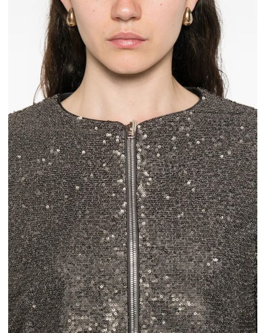 Herno Gray Sequinned Zip-Up Jacket