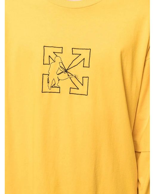 Off-White c/o Virgil Abloh Yellow Arrows Motif Layered-Look T-Shirt for men