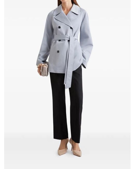 Marella White Belted Double-Breasted Jacket