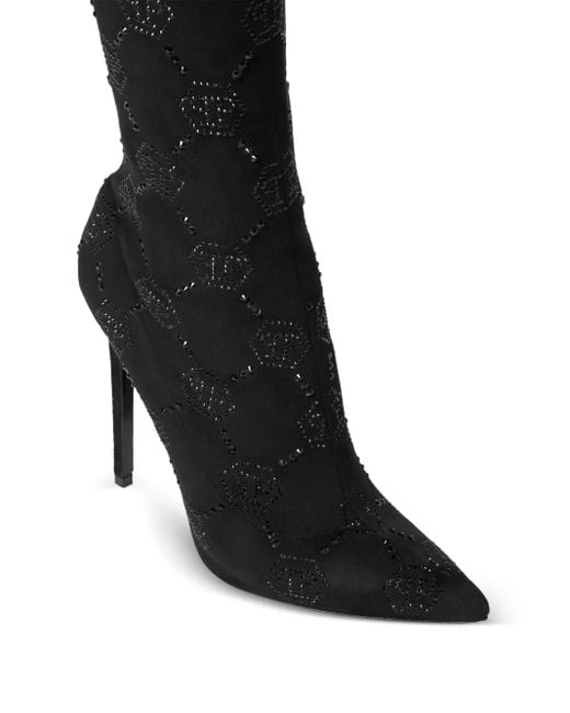 Philipp Plein Black 120Mm Monogram-Pattern Boots