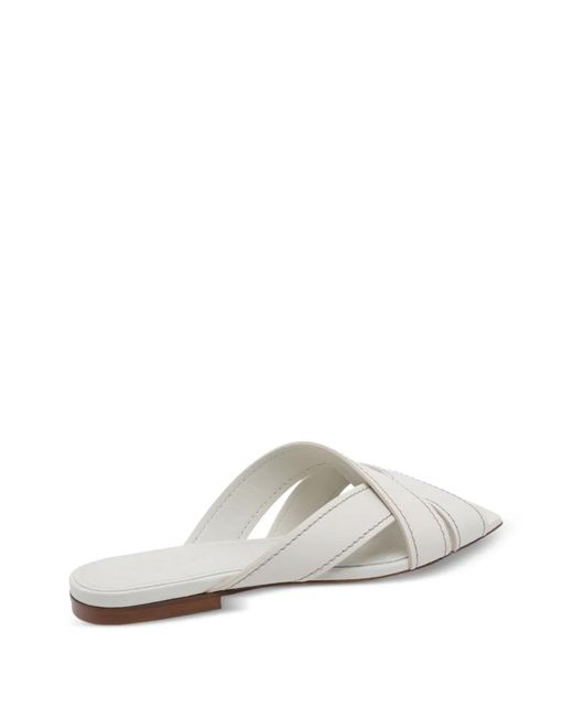 Tod's White Leather Flat Sandals