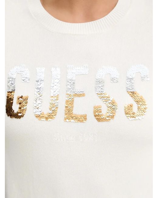 Guess White Logo-Embellished T-Shirt