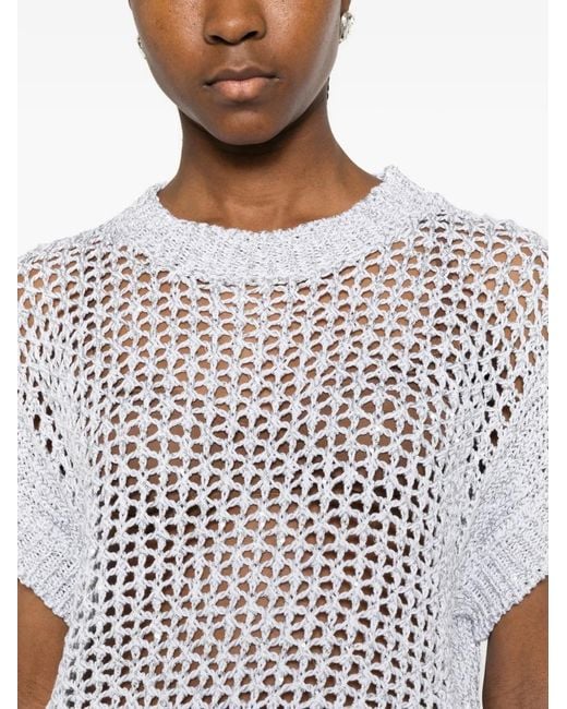Panicale White Open-Knit T-Shirt