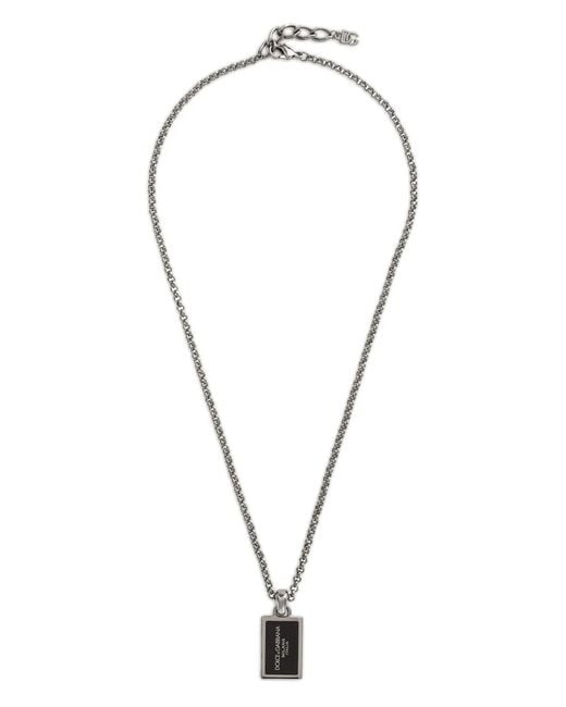 Dolce & Gabbana Metallic Logo-Plaque Necklace for men