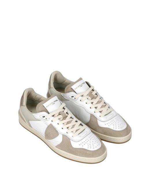 Philippe Model White Logo-Patch Panelled Sneakers
