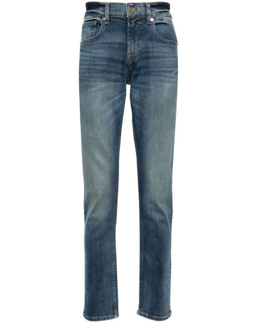 7 For All Mankind Blue Slimmy Mid-rise Tapered Jeans for men