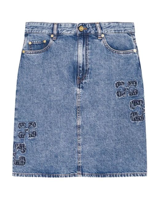 Ganni Blue Jeansrock mit Knopfverschluss