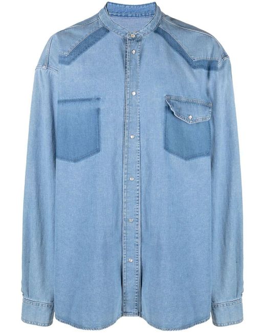 Maison Margiela Collarless Denim Shirt in Blue for Men Lyst