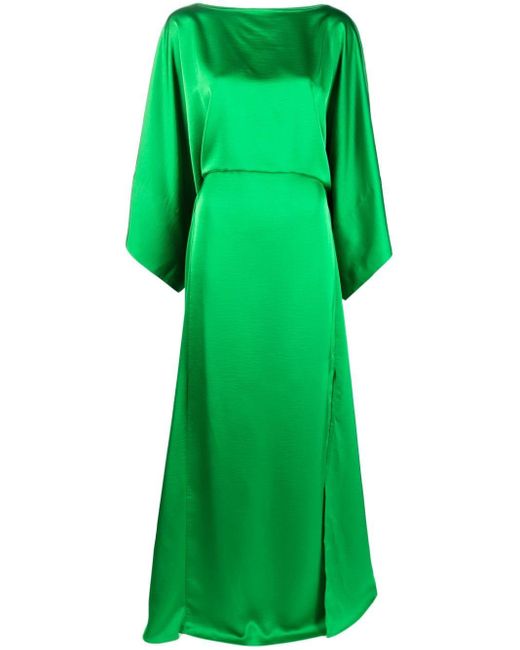 Essentiel Antwerp Draped Satin Gown in Green | Lyst