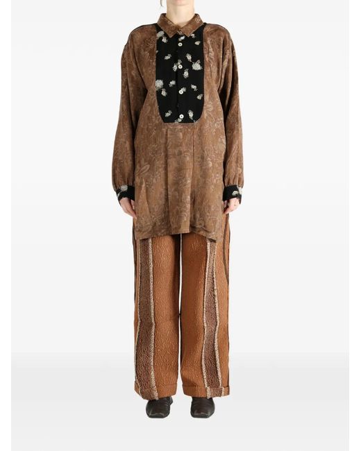 Commun's Brown Floral Print Buttoned Shirt