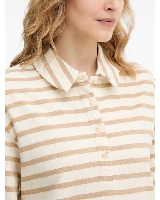 Benetton Natural Striped Long-Sleeve Polo Shirt