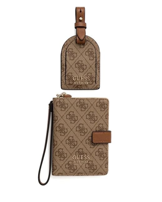 Guess White Embossed-Logo Passport Cover And Luggage Tag Set