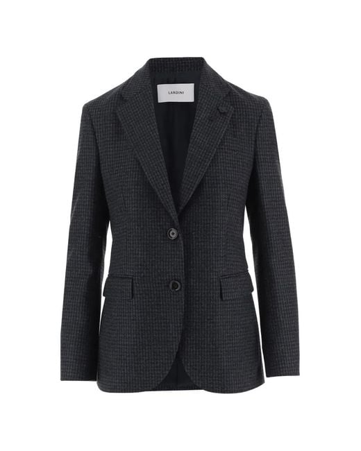 Lardini Black Houndstooth-Pattern Single-Breasted Blazer