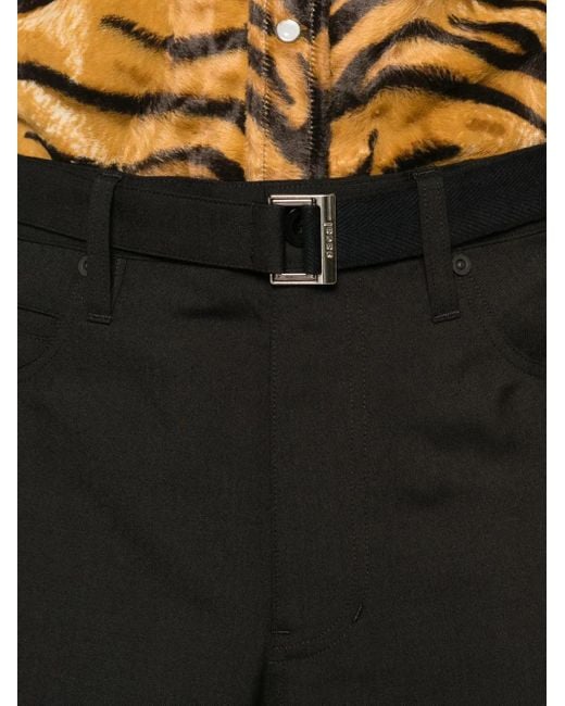 Sacai Black Belted Trousers for men