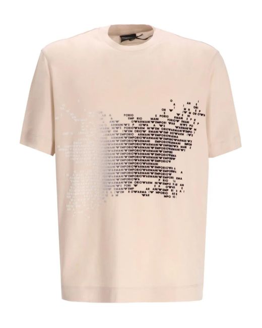 T-Shirt A Maniche Corte Con Logo di Emporio Armani in Natural da Uomo