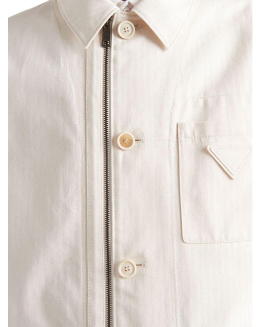 Prada Natural Herringbone Cotton Shirt Jacket for men