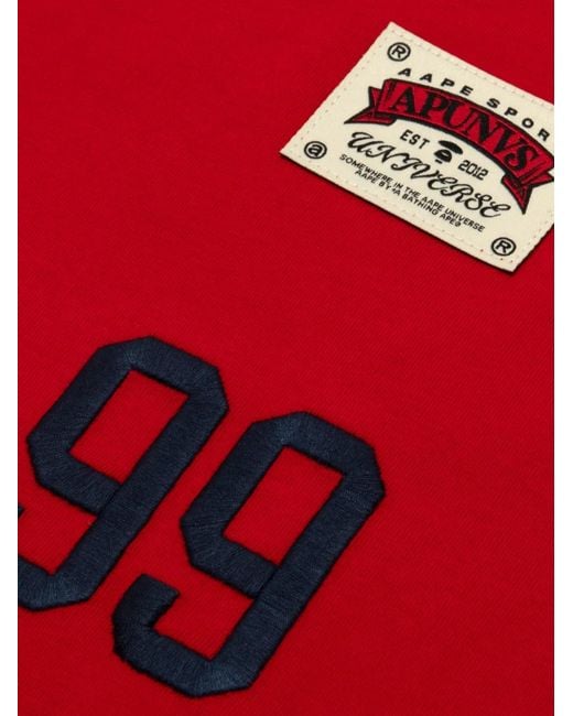 Aape By A Bathing Ape Red T-Shirt À Détails De Logos for men