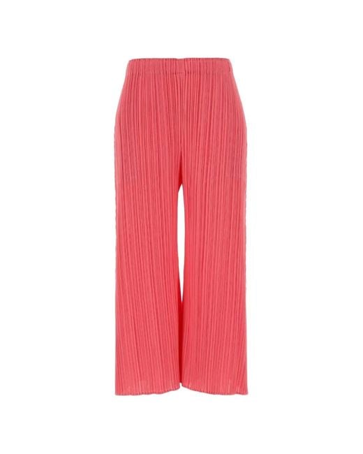 Pleats Please Issey Miyake Red Pleated Trousers