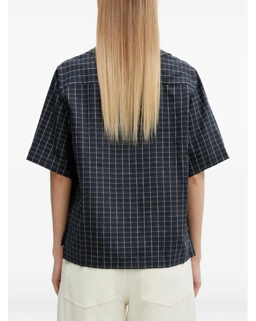 Wales Bonner Blue London Bowling Check-Print Short-Sleeve Shirt