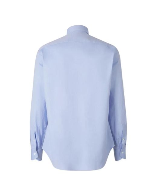 Canali Blue Spread-Collar Button-Down Shirt for men