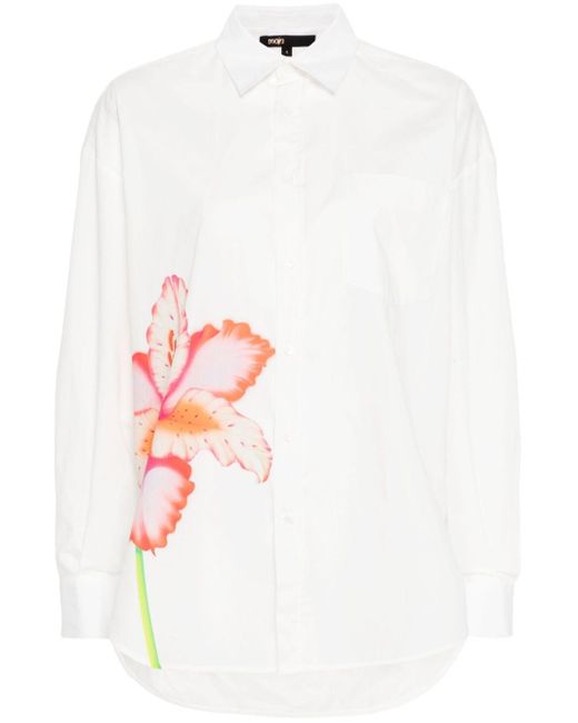 Maje White Floral-print Cotton Shirt