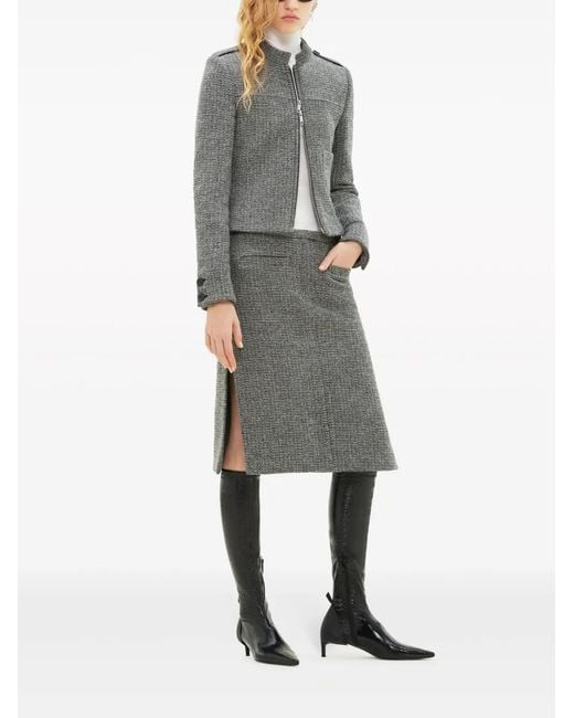 Courreges Gray Caviar Wool Tailored Jacket