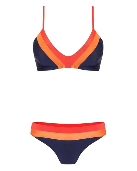 Lygia & Nanny Orange Stripe-Detail Bikini