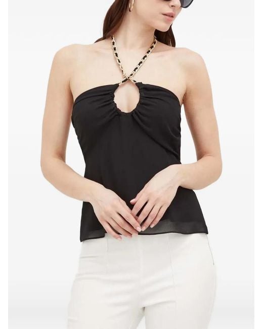 Morgan Black Chain-Link Halterneck Top