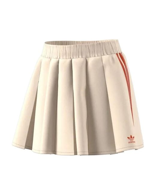 Adidas Natural Originals Pleated Striped Mini Skirt